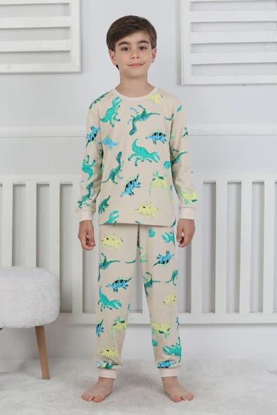 Stegosaurus desenli erkek çocuk pijama takımı - 9