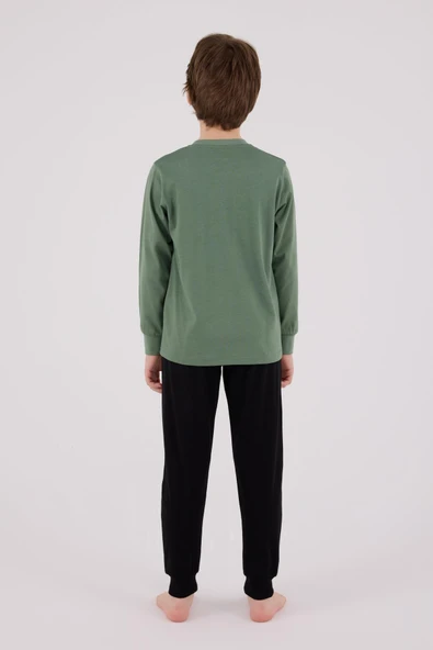 RolyPoly Erkek Çocuk Uzun Kol Pijama Takım K.Yeşil - Resim 6