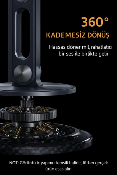 Tok Alüminyum Stant Krom Detaylı Business Model Döner Tablet Cep Telefonu Standı JR-H101 - Resim 3