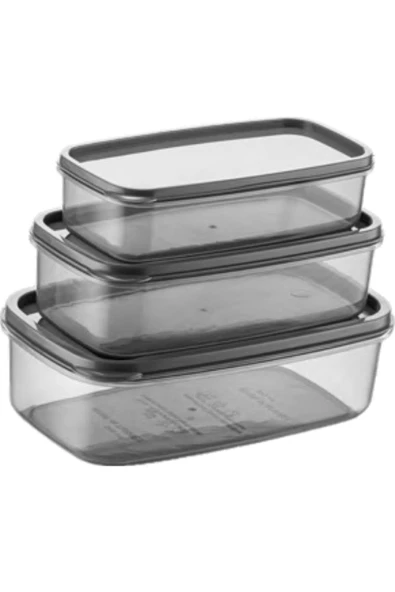 Oval 3 Parça Hava Almaz Sızdırmaz Saklama Kabı Seti Füme (300/500/800 ml) - Resim 2