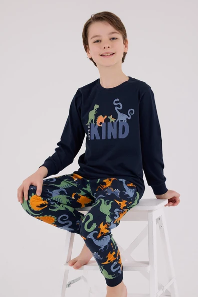 RolyPoly Erkek Çocuk Uzun Kol Pijama Takım Lacivert - Resim 3