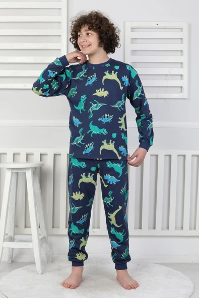 Stegosaurus desenli erkek çocuk pijama takımı - 3
