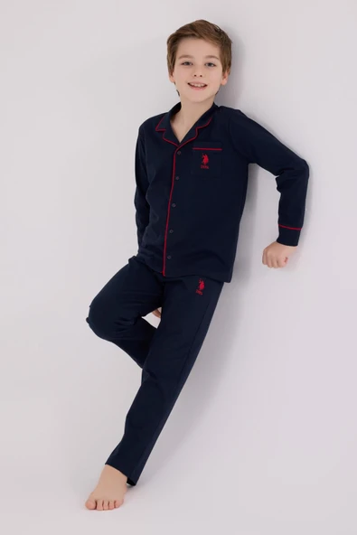 U.S. Polo Assn. Erkek Çocuk Gömlek Pijama Lacivert