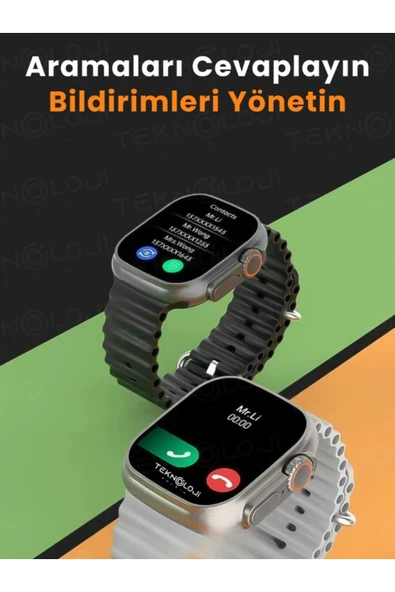 H27 Ultra 3 Akıllı Saat Bluetooth Kulaklık ve 4 Kordon Dahil Kombo Set - Resim 3