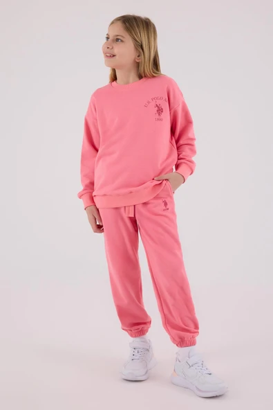 U.S. Polo Assn. Kız Çocuk Eşofman Takımı Neon Pembe - Resim 4