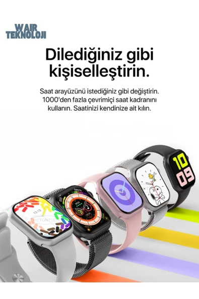 HK10 Mini Akıllı Saat Kordon Hediyeli 1.75" Amoled Ekran Tüm Telefonlara Uyumlu Su Geçirmez - Resim 5