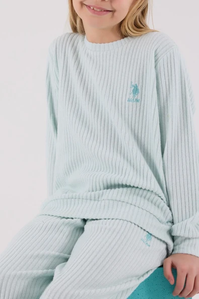 U.S. Polo Assn. Kız Çocuk Eşofman Takımı Su Yeşili - Resim 5