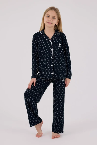 U.S. Polo Assn. Kız Çocuk Gömlek Pijama Lacivert - 3