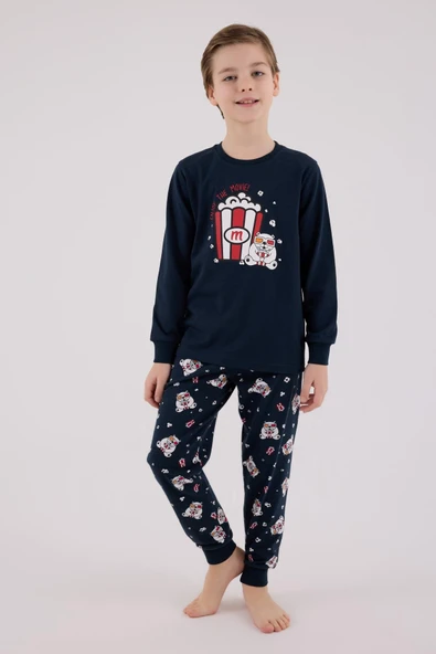 RolyPoly Erkek Çocuk Uzun Kol Pijama Takım Lacivert - Resim 4