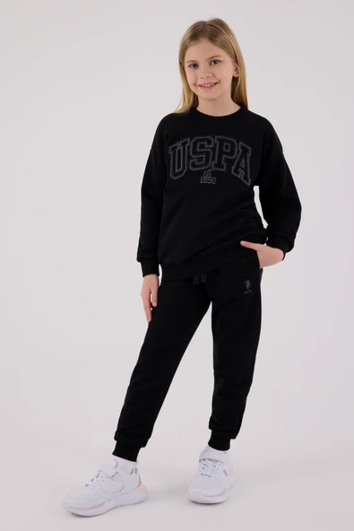 U.S. Polo Assn. Kız Çocuk Eşofman Takımı Siyah - Resim 2