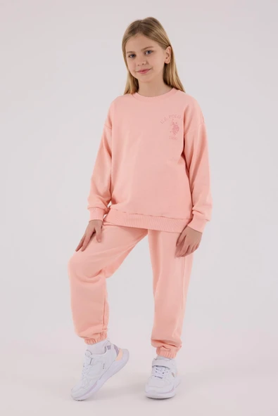 U.S. Polo Assn. Kız Çocuk Eşofman Takımı Açık Somon - Resim 4