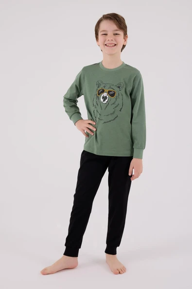 RolyPoly Erkek Çocuk Uzun Kol Pijama Takım K.Yeşil - Resim 4