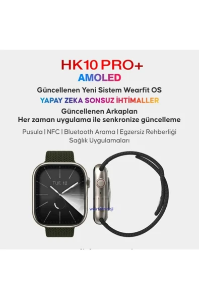 HK10 Pro Plus Gen5 2.02" Amoled Ekran G-Sensörü Galeri Ses Kayıt Ios Android Uyumlu Akıllı Saat - Resim 2
