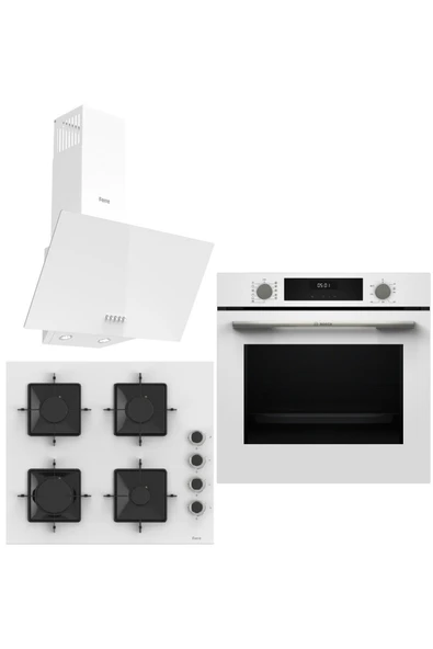 Bosch & Ferre White City 3 lü  Ankastre Set  ( HUA717BV0T - SS206 - D087 ) Buhar Destekli Fırın ürün görseli