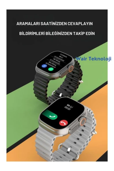 H27 Ultra 3 Akıllı Saat Bluetooth Kulaklık ve 4 Kordon Dahil Kombo Set - 4