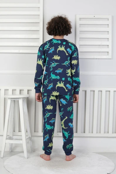 Stegosaurus desenli erkek çocuk pijama takımı - 8