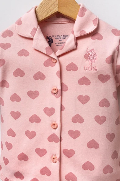 U.S. Polo Assn. Kız Bebek Gömlek Pijama Açık Pembe - 3
