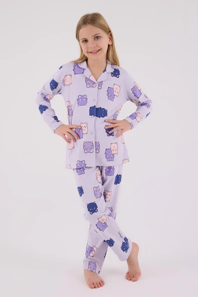 RolyPoly Kız Çocuk Gömlek Pijama Lila