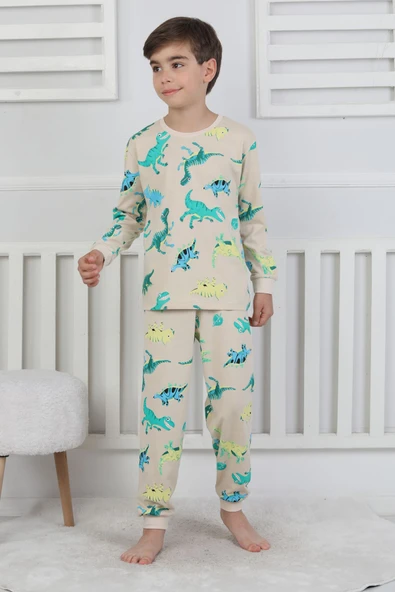 Stegosaurus desenli erkek çocuk pijama takımı - 10
