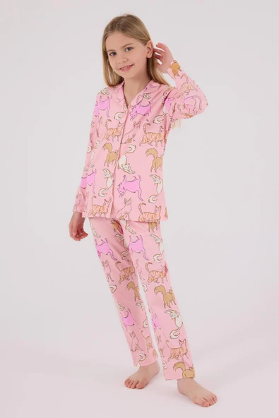 RolyPoly Kız Çocuk Gömlek Pijama Açık Pembe - 5