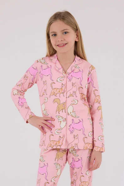 RolyPoly Kız Çocuk Gömlek Pijama Açık Pembe - 6