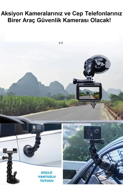 Akrobat Vantuzlu Telefon Aksiyon Kamera Tutucu Araç Telefon Tutucu Aksiyon Kamera Gopro Aksesuar - 5