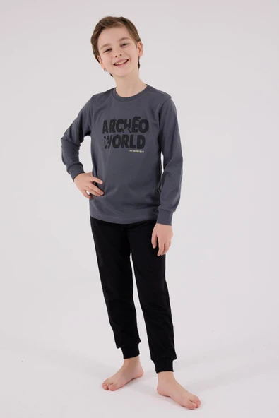 RolyPoly Erkek Çocuk Uzun Kol Pijama Takım Gri ürün görseli 1