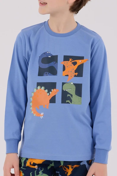 RolyPoly Erkek Çocuk Uzun Kol Pijama Takım Açık İndigo - Resim 5