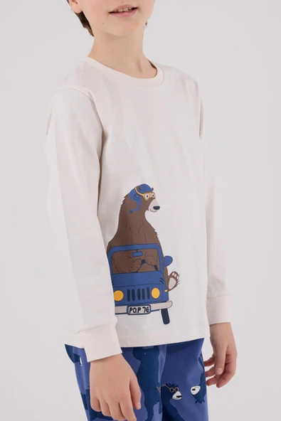 RolyPoly Erkek Çocuk Uzun Kol Pijama Takım Taş - 4