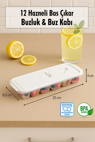 12 Hazneli Bas Çıkar Buzluk & Buz Kabı Mavi ürün görseli 1