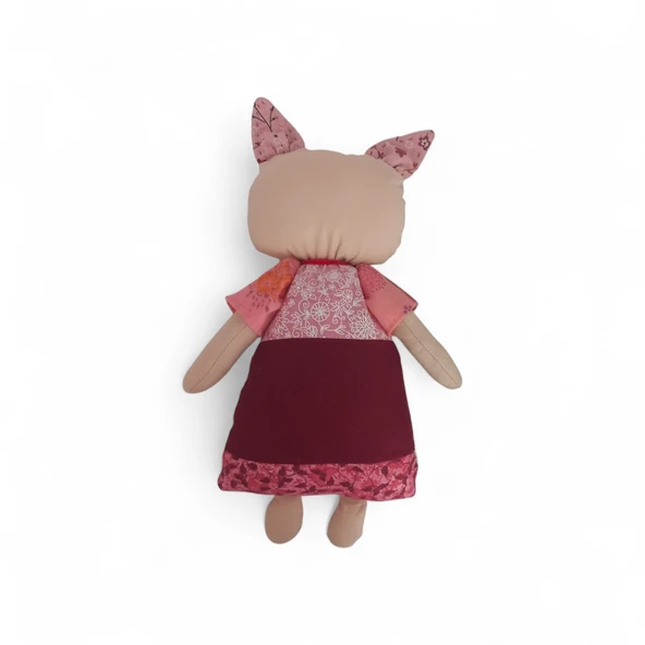 Kedi Hanım Patchwork Benekli Kulak Bez Bebek - Resim 3