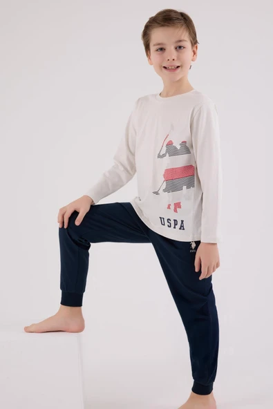 U.S. Polo Assn. Erkek Çocuk Uzun Kol Pijama Takım Taş