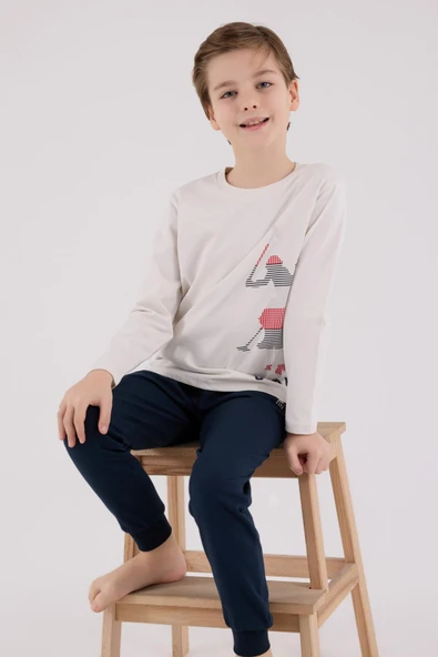 U.S. Polo Assn. Erkek Çocuk Uzun Kol Pijama Takım Taş - 2