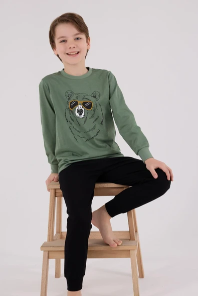 RolyPoly Erkek Çocuk Uzun Kol Pijama Takım K.Yeşil ürün görseli 1