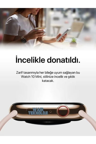 HK10 Mini Akıllı Saat Kordon Hediyeli 1.75" Amoled Ekran Tüm Telefonlara Uyumlu Su Geçirmez - Resim 8