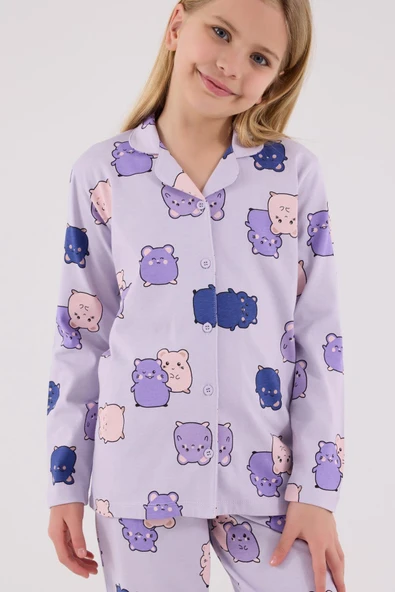 RolyPoly Kız Çocuk Gömlek Pijama Lila - 5