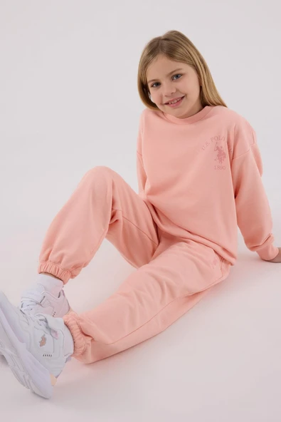 U.S. Polo Assn. Kız Çocuk Eşofman Takımı Açık Somon - Resim 2