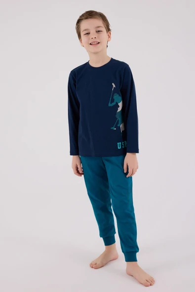 U.S. Polo Assn. Erkek Çocuk Uzun Kol Pijama Takım Lacivert - Resim 5