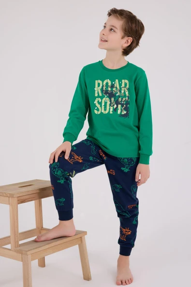 RolyPoly Erkek Çocuk Uzun Kol Pijama Takım Orman Yeşili ürün görseli 1
