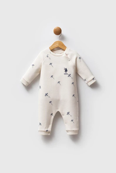 U.S. Polo Assn. Erkek Bebek Patiksiz Tulum Ekru ürün görseli 1