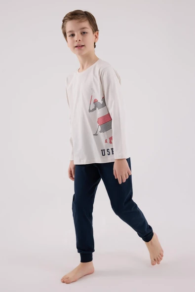 U.S. Polo Assn. Erkek Çocuk Uzun Kol Pijama Takım Taş - 5