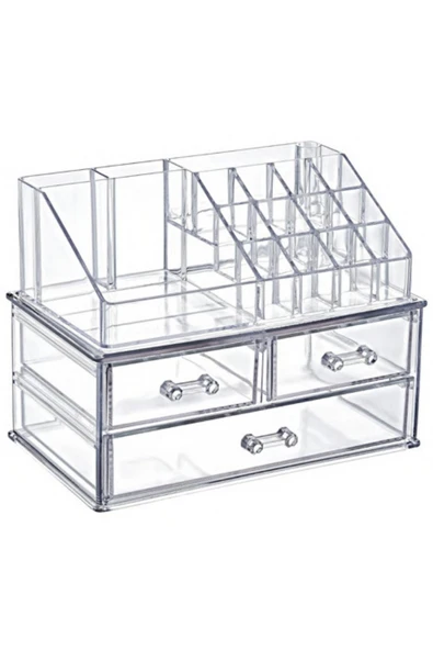 Makyaj Organizeri & 3 Çekmeceli Kozmetik Ürün Raf Düzenleyici & Takı Kutusu & Organizer - Resim 2