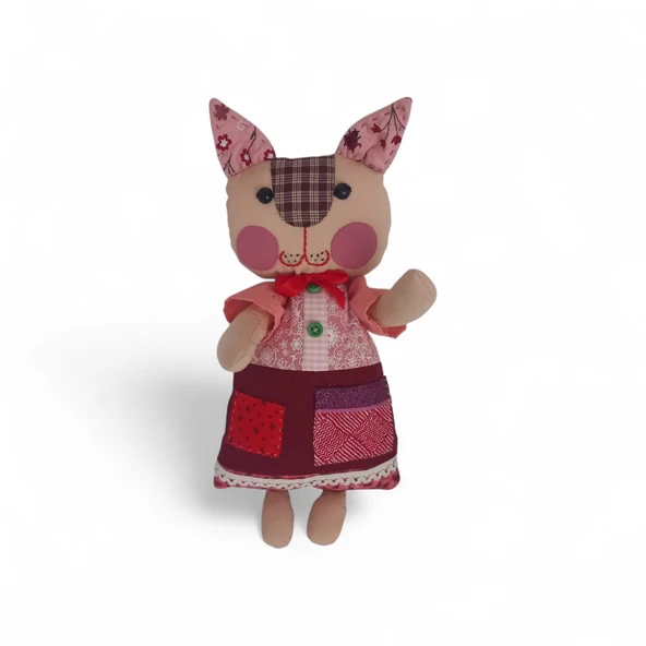 Kedi Hanım Patchwork Benekli Kulak Bez Bebek ürün görseli
