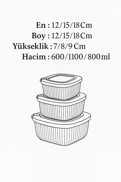 Kare 3 Parça Vakumlu Sızdırmaz Hava Almaz Saklama Kabı Seti Yeşil (1800/1100/600 Ml) - Resim 5