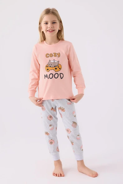 RolyPoly Kız Çocuk Uzun Kol Pijama Takım A.Somon - Resim 3