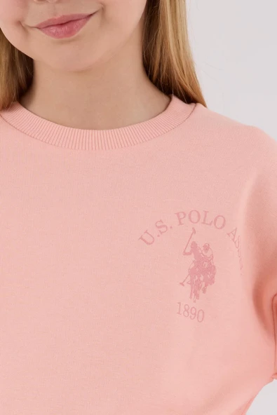 U.S. Polo Assn. Kız Çocuk Eşofman Takımı Açık Somon - Resim 6