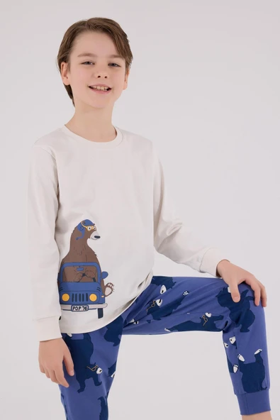 RolyPoly Erkek Çocuk Uzun Kol Pijama Takım Taş