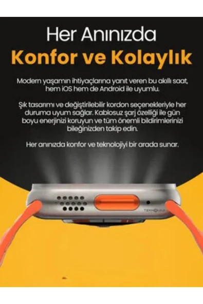 H27 Ultra 3 Akıllı Saat Bluetooth Kulaklık ve 4 Kordon Dahil Kombo Set - Resim 2