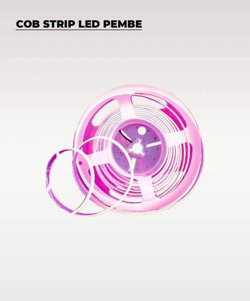 12V COB Şerit Led Pembe Işık  - Metrede 360 Led - 5 Metre - 2