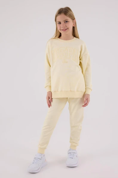 U.S. Polo Assn. Kız Çocuk Eşofman Takımı Limon - Resim 4